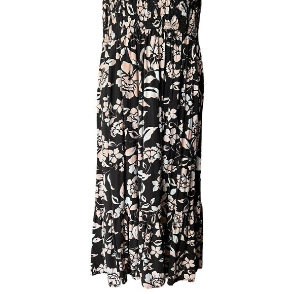 Patrons of Peace Brown and Pink Floral Maxi Dress Sz Large Milkmaid Cottagecore - Picture 3 of 8